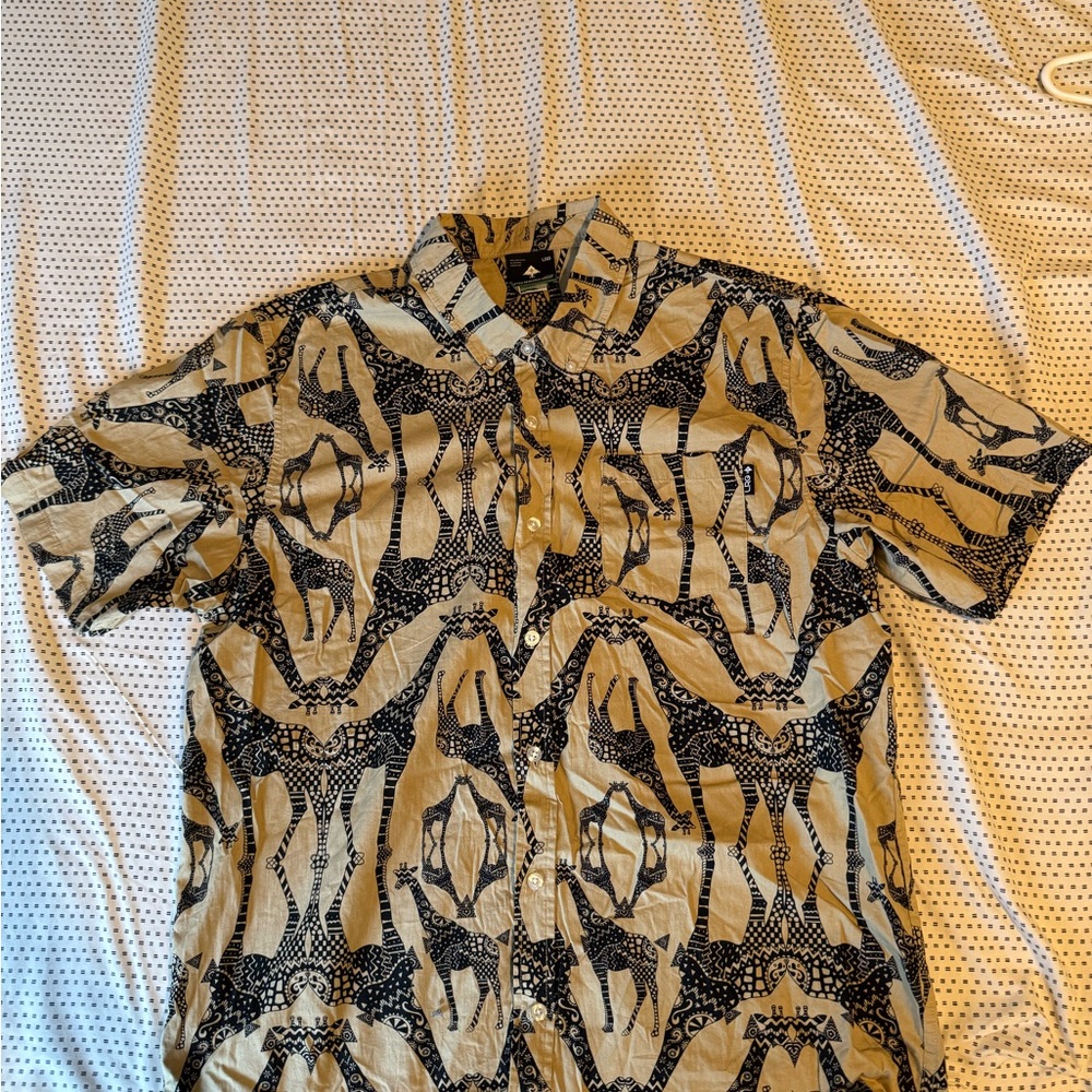 Men's Beige and Black Patterned Shirt